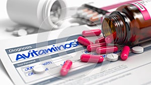 Avitaminosis - Wording in Disease Extract. 3D.