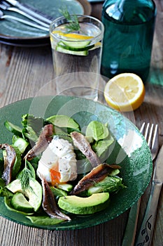 Avocado and anchovy salad