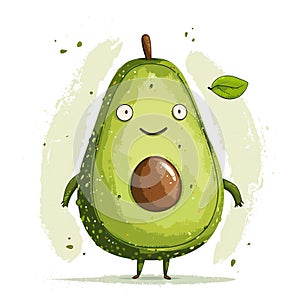 Avocado character. Cute cartoon avocado character illustration