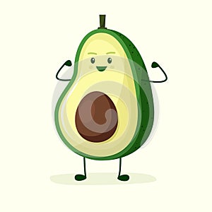 Avocado character strong champion. Flat style