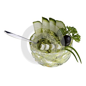 Avocado-cream in cristal-bowl