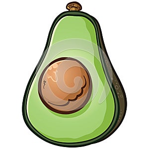 Avocado Half Cartoon Vector Illustration
