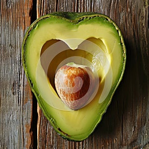 Avocado half with a heartshaped pit photo