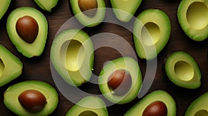 Avocado Halves on a Wooden Surface