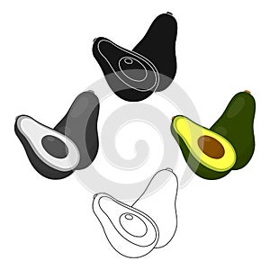 Avocado icon cartoon,black. Singe fruit icon.black. Singe fruit icon