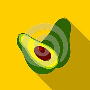 Avocado icon flat. Singe fruit icon.