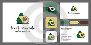 Avocado icon vector. avocado fruit in flat design. avocado vector illustration with business card template