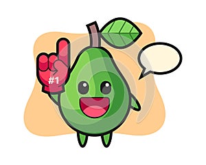 Avocado illustration cartoon with number 1 fans glove