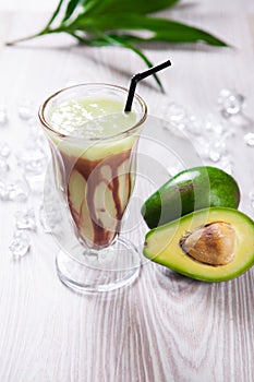 Avocado juice with chocolate milk