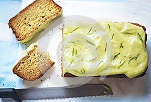 Avocado lime zesty loaf cake