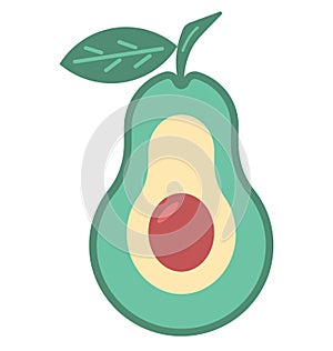 Avocado Line Vector Isolated Icon customized and editable