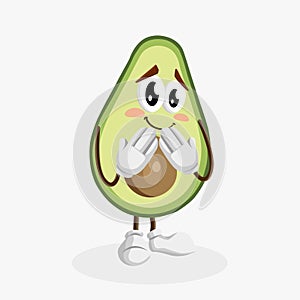 Avocado logo mascot ashamed pose