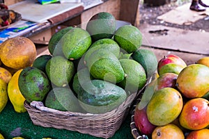 Avocado and Mango at Farmers Market in Hawaii