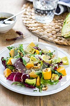 Avocado with Mango,Rocket and Walnut salad