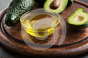 Avocado oil and fresh avocadoes