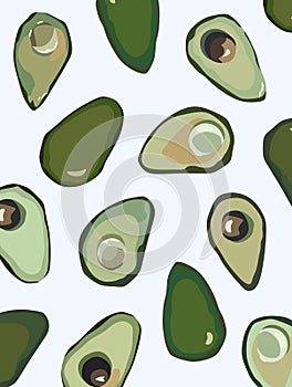 Avocado in vector on white background