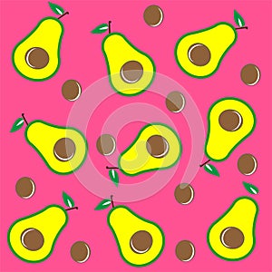 Avocado pattern illustration vector summer fruit natural vegan fruit