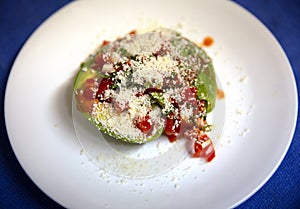 Avocado Salsa Salad with Cotija Cheese and Hot Sauce