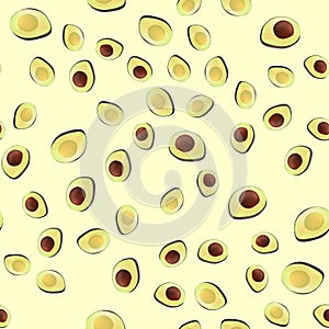 Avocado seamless fabric texture pattern for print design. Abstract color natural exotic background. Vegetarian food drawing.