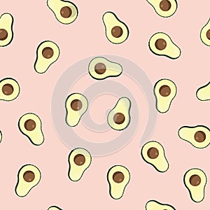 Avocado seamless pattern. Vegan organic eco fruit background. vector illustration