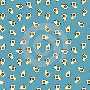 Avocado seamless pattern. Vegan organic eco fruit background. vector illustration