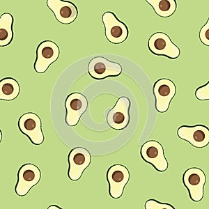 Avocado seamless pattern. Vegan organic eco fruit background. vector illustration