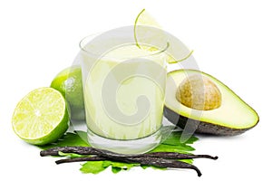 Avocado smoothie on white