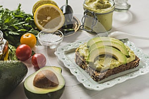 Avocado Spread Guacamole as Healthy Breakfast