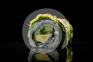 Avocado Sushi, Green Kappamaki Rolls, Traditional Japanese Susi, Abstract Generative AI Illustration