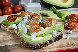 Avocado Toast with Cherry Tomatoes and Feta Cheese