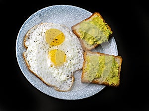 Avocado toast and fried eggs