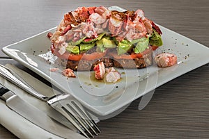 Avocado Toaste With Leftover Lobster Claw Meat