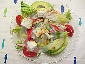 Avocado Tomato Feta Cheese Green Salad