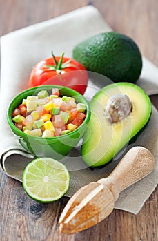 Avocado, tomato, mango salad