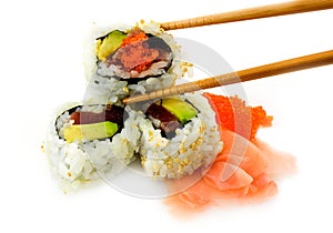 Avocado and tuna sushi