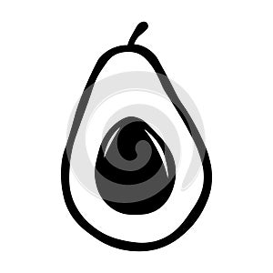 Avocado vector black icon on white background