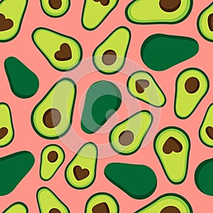 Avocado vector pink seamless pattern