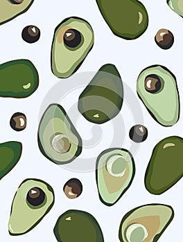 Avocado in vector on white background