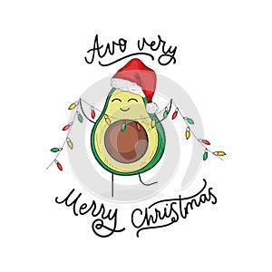 Avocado very merry christmas cute greeting card