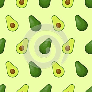 Avocado whole and half seamless pattern for textiles, prints, apparel, quilt, banner and more. Healthy food background