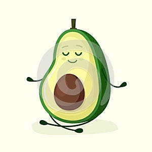 Avocado yoga character in lotus. Relax and meditation. Flat style