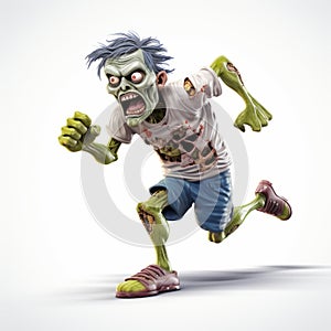 Avocadopunk Zombie Character Running - 3d Illustration