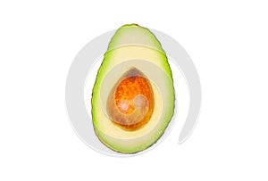 Avocados levitate in air on white background. Concept of vegetable levitation