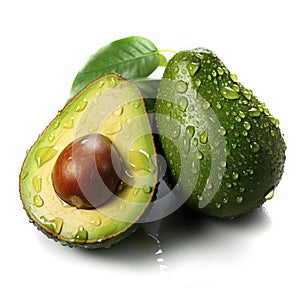 Avocados on a white background. Generative AI