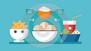 Avoid the afternoon slump by choosing highprotein snacks like hardboiled eggs or Greek yogurt.. Vector illustration. photo