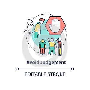 Avoid judgment concept icon