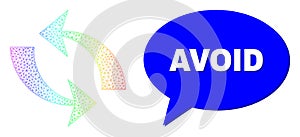 Rainbow Mesh Gradient Refresh Icon and Avoid Message Balloon with Shadow