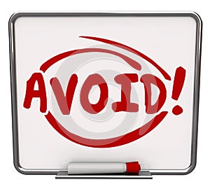 Avoid Word Written Dry Erase Board Warning Danger Prevention Precaution