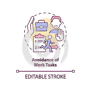 Avoidance of work task concept icon