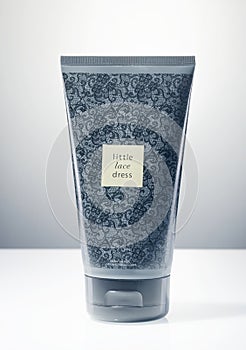 Avon body lotion isolated on gradient background.